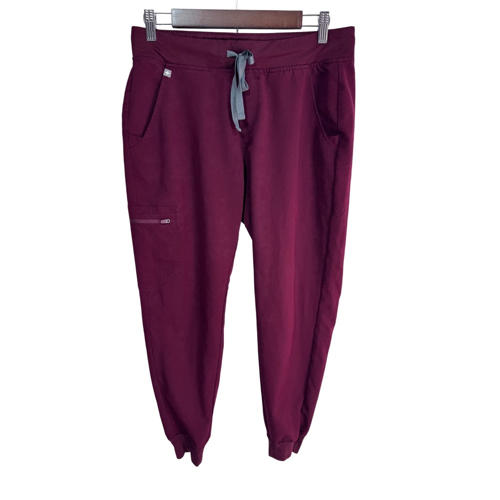 Figs Medium Maroon Scrub Jogger Pants Women's Medical Athleisure Tech Collection